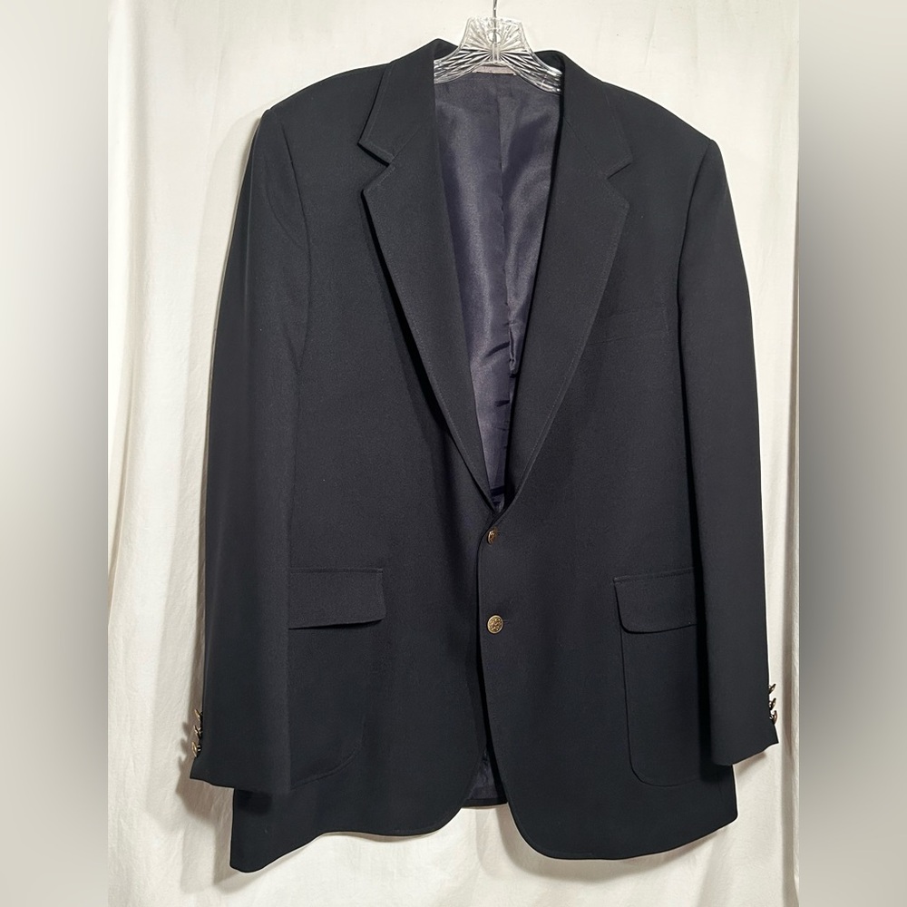 MENS 46L NAVY BLUE HAGGAR 2 BUTTON SPLIT BACK SPORT COAT BLAZER